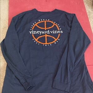 Vineyard Vines March Madness Navy and Orange Long Sleeve Tee
